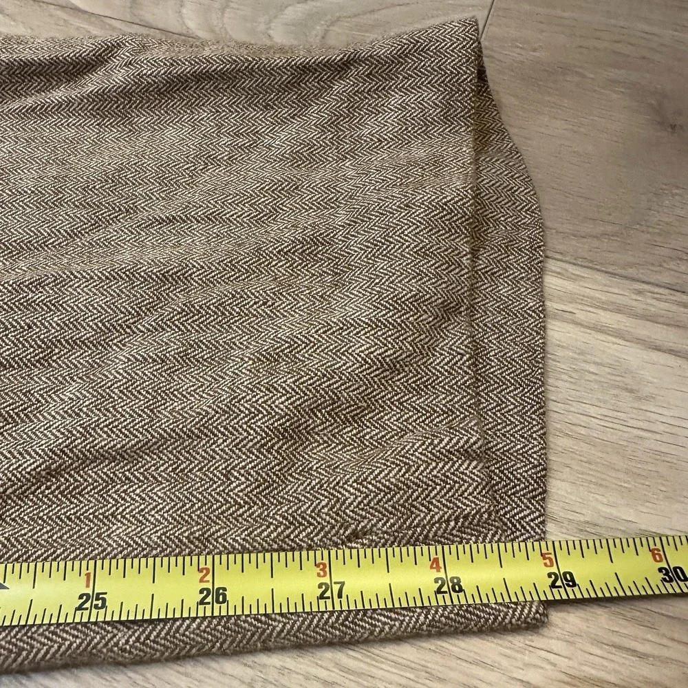 Banana Republic Seafarer Pants Womens 8 Beige Linen Blend Pleated Herringbone
